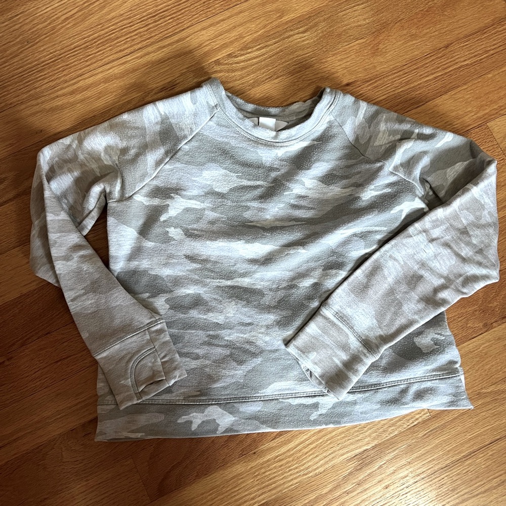 Athleta girls gray/white camo sweatshirt